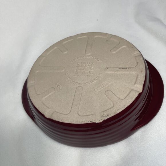 Pampered Chef Cranberry Oval Au Gratin Dish 6X8X2 Small Baker Stoneware Pan - Picture 3 of 3